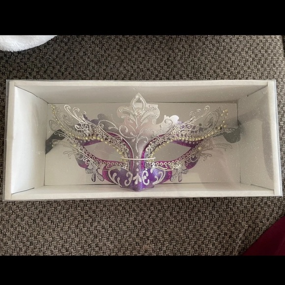 Purple and Silver Masquerade Mask - Picture 2 of 4